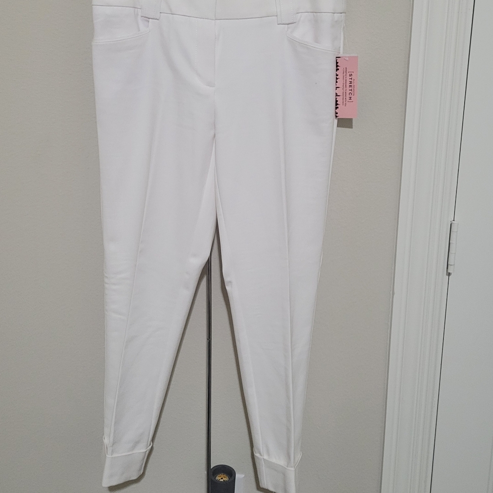 New York & Company White Ankle Cuffed Slacks